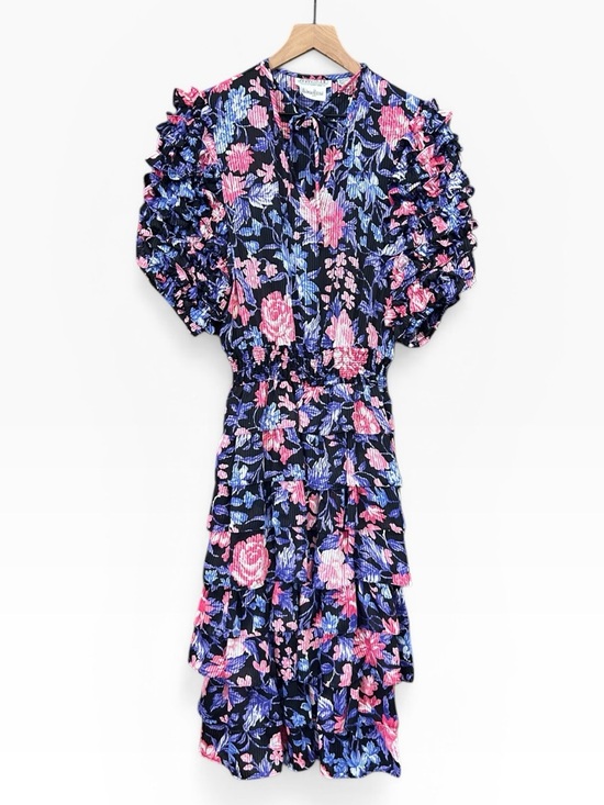 Neiman Marcus Dresses & Skirts - Vintage Neiman Marcus Janan Studio Floral Ruffle Sleeves Tiered Skirt Dress